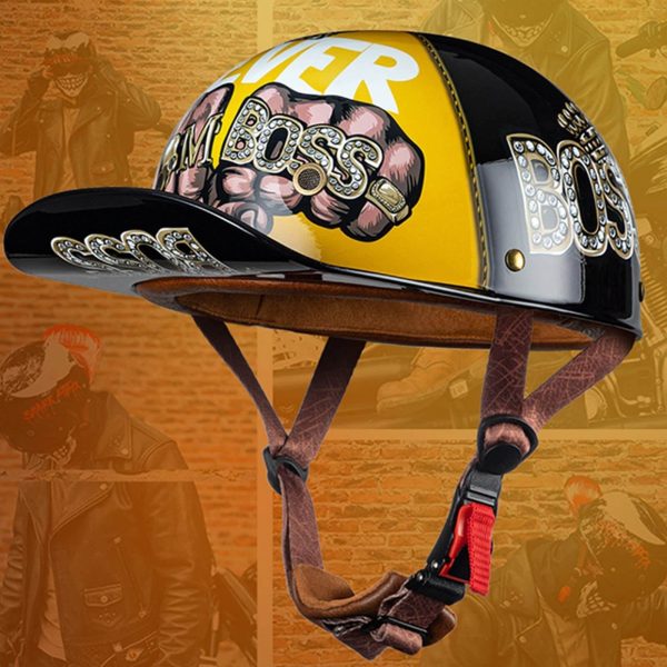 DOT Approved Unique Baseball Cap Motorcycle Helmet Backwards Hat Helmet